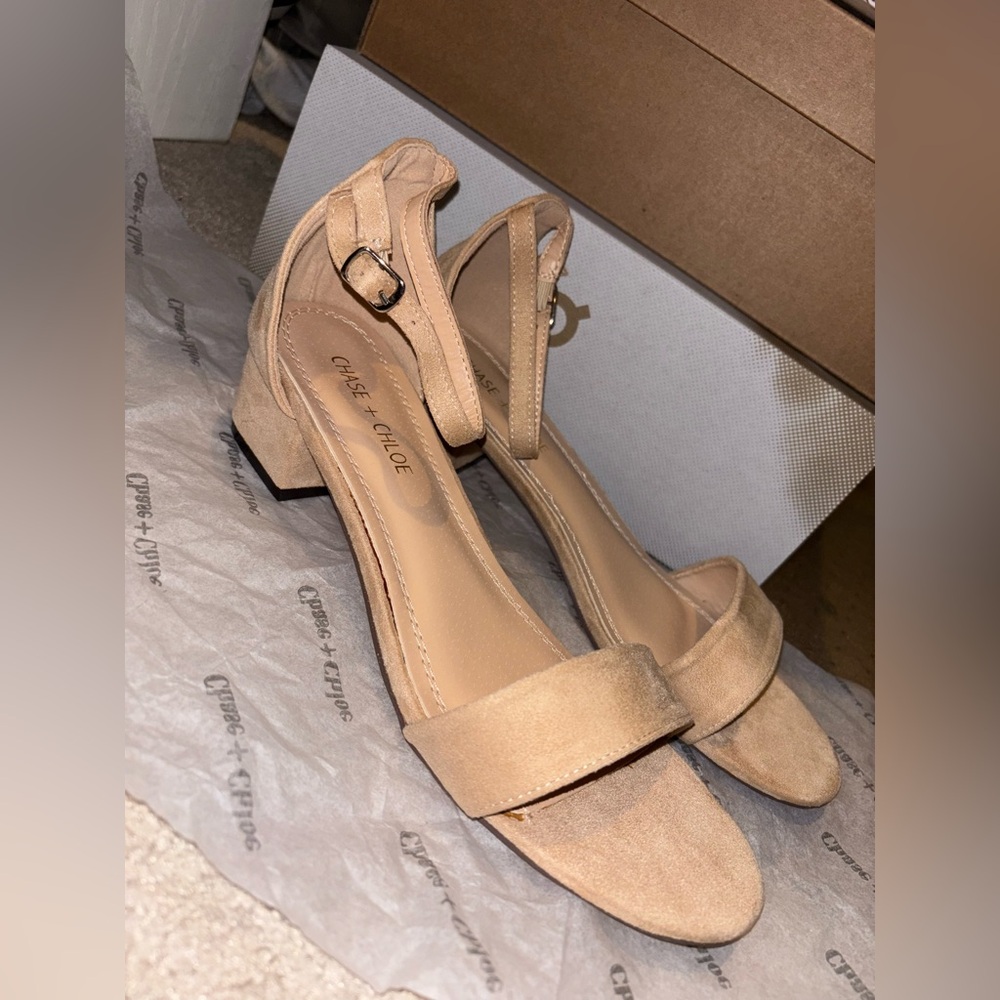 Chase + Chloe Nude Suede Sandals